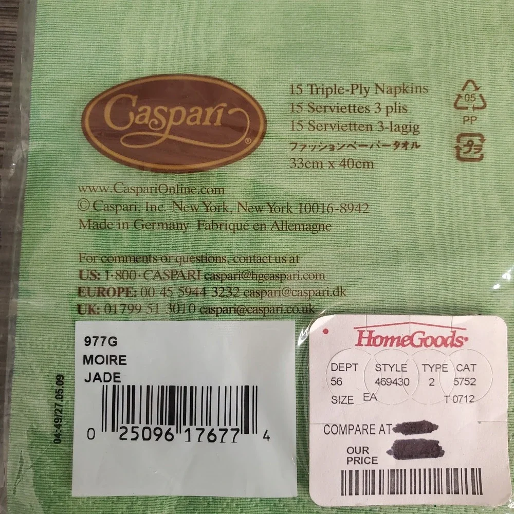 Caspari Zennia Flower Paper Napkins Jade Green 15 ct & Floral 20 ct - 2 Packs